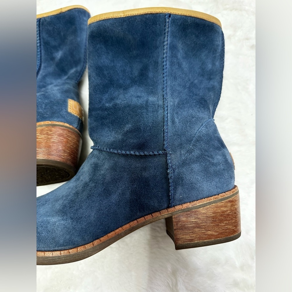 UGG Navy Suede Heeled Boots - Picture 3 of 15